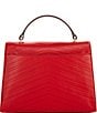 Lauren Ralph Lauren Stitched Leather Medium Farrah Gold Metal Satchel Bag, Color:Red - Image 2