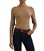 Lauren Ralph Lauren Stretch Cotton Blend Boat Neck Short Rolled Sleeve Shirt - Image 1