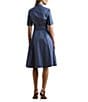 Lauren Ralph Lauren Stretch Cotton Blend Point Collar Elbow Length Sleeve Button Front Shirt Dress, Color:Capri Blue - Image 2