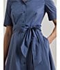 Lauren Ralph Lauren Stretch Cotton Blend Point Collar Elbow Length Sleeve Button Front Shirt Dress, Color:Capri Blue - Image 4