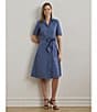Lauren Ralph Lauren Stretch Cotton Blend Point Collar Elbow Length Sleeve Button Front Shirt Dress, Color:Capri Blue - Image 5