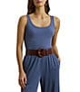 Lauren Ralph Lauren Stretch Cotton Scoop Neck Tank Top, Color:Capri Blue - Image 1