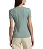 Color:Soft Laurel - Image 2 - Short Sleeve Round Neck Stretch Cotton T-Shirt
