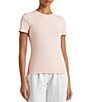 Lauren Ralph Lauren Short Sleeve Round Neck Stretch Cotton T-Shirt, Color:Pale Rose - Image 1