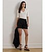 Lauren Ralph Lauren Stretch Cotton V-Neck Elbow Length Sleeve T-Shirt, Color:White - Image 6