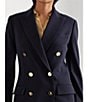 Color:Lauren Navy - Image 4 - Stretch Crepe Wool Blend Notch Lapel Long Sleeve Double Breasted Blazer