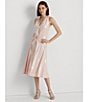Lauren Ralph Lauren Stretch Foiled V-Neck Sleeveless A-Line Midi Dress ...