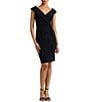 Color:Black - Image 1 - Stretch Jersey Off-the-Shoulder Sheath Dress