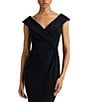 Color:Black - Image 3 - Stretch Jersey Off-the-Shoulder Sheath Dress