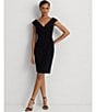 Color:Black - Image 4 - Stretch Jersey Off-the-Shoulder Sheath Dress