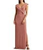 Color:Pink Mahogany - Image 1 - Stretch Jersey Cap Sleeve Twist Waist Sleeveless Gown