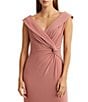 Color:Pink Mahogany - Image 3 - Stretch Jersey Cap Sleeve Twist Waist Sleeveless Gown