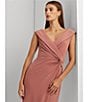 Color:Pink Mahogany - Image 6 - Stretch Jersey Cap Sleeve Twist Waist Sleeveless Gown