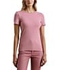 Lauren Ralph Lauren Stretch Knit Crew Neck Short Sleeve Tee, Color:Rose Mauve - Image 1