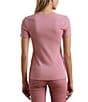 Lauren Ralph Lauren Stretch Knit Crew Neck Short Sleeve Tee, Color:Rose Mauve - Image 2