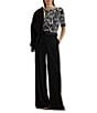 Lauren Ralph Lauren Stretch Knit Embroidered Floral Boat Neck Elbow Sleeve Tee, Color:Winter Cream/Black - Image 3