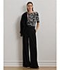 Lauren Ralph Lauren Stretch Knit Embroidered Floral Boat Neck Elbow Sleeve Tee, Color:Winter Cream/Black - Image 6
