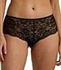 Color:Black - Image 1 - Stretch Lace Moderate Coverage Cheeky Hipster Panty