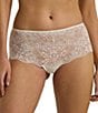 Color:Ivory - Image 1 - Stretch Lace Moderate Coverage Cheeky Hipster Panty