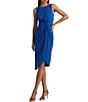 Color:Blue Saturn - Image 1 - Stretch Round Neckline Sleeveless Twist Front Asymmetrical Hemline Dress