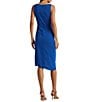 Color:Blue Saturn - Image 2 - Stretch Round Neckline Sleeveless Twist Front Asymmetrical Hemline Dress