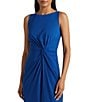 Color:Blue Saturn - Image 3 - Stretch Round Neckline Sleeveless Twist Front Asymmetrical Hemline Dress