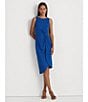 Color:Blue Saturn - Image 4 - Stretch Round Neckline Sleeveless Twist Front Asymmetrical Hemline Dress