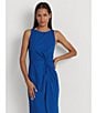 Color:Blue Saturn - Image 6 - Stretch Round Neckline Sleeveless Twist Front Asymmetrical Hemline Dress