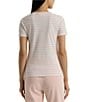 Color:White/Pink Opal - Image 2 - Stretch Stripe Embroidered Chest Crew Neck Short Sleeve Tee Shirt