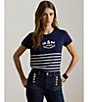 Lauren Ralph Lauren Stripe Embroidered Logo Jersey Tee - Image 4