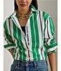 Lauren Ralph Lauren Stripe Point Collar Long Sleeve Button Front Shirt, Color:Green/Blue/White - Image 7