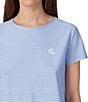 Lauren Ralph Lauren Stripe Print Short Sleeve Crew Neck Knit Shorty Pajama Set - Image 3