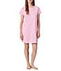 Lauren Ralph Lauren Stripe Short Sleeve Crew Neck Knit Short Nightgown - Image 1
