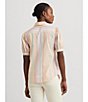 Color:Tan/Lilac/Cream Multi - Image 5 - Striped Broadcloth Puff Sleeve Shirt