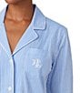 Lauren Ralph Lauren Striped Jersey Notch Collar 3/4 Sleeve Pajama Set - Image 6