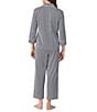 Lauren Ralph Lauren Striped Jersey Notch Collar 3/4 Sleeve Pajama Set - Image 2