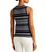 Color:French Navy Multi - Image 2 - Striped Jewel Neck Sleeveless Sweater Top