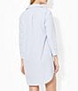 Color:Blue/White Stripe - Image 2 - Stripe Point Collar 3/4 Sleeve Button Front Nightshirt