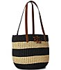 Color:Natural/Black/Lauren Tan - Image 2 - Striped Straw Medium Hartley Tote Bag