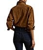 Lauren Ralph Lauren Suede Point Collar Long Sleeve Button Down Shirt - Image 2