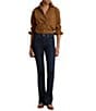 Lauren Ralph Lauren Suede Point Collar Long Sleeve Button Down Shirt - Image 3