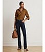 Lauren Ralph Lauren Suede Point Collar Long Sleeve Button Down Shirt - Image 4