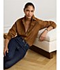 Lauren Ralph Lauren Suede Point Collar Long Sleeve Button Down Shirt - Image 5