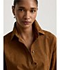 Lauren Ralph Lauren Suede Point Collar Long Sleeve Button Down Shirt - Image 6