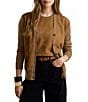 Lauren Ralph Lauren Suede V-Neck Long Sleeve Button Front Cardigan - Image 1