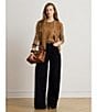 Lauren Ralph Lauren Suede V-Neck Long Sleeve Button Front Cardigan - Image 5