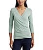 Color:Soft Laurel - Image 1 - Surplice V-Neck Slim Knit Jersey Top
