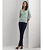 Color:Soft Laurel - Image 3 - Surplice V-Neck Slim Knit Jersey Top
