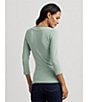 Color:Soft Laurel - Image 5 - Surplice V-Neck Slim Knit Jersey Top