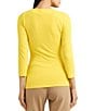 Color:Lemon Daffodil - Image 2 - Surplice V-Neckline 3/4 Sleeve Jersey Top